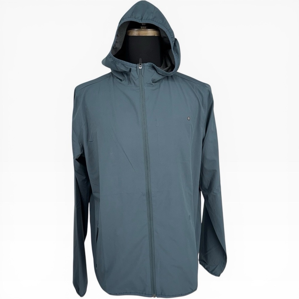 Vuori Daybreak Shell Hooded Jacket Men's L Steel Blue Full Zip Windbreaker V512
